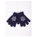 Yoclub Kids's Girls' Five-Finger Gloves With Reflector RED-0237G-AA50-008 Navy Blue