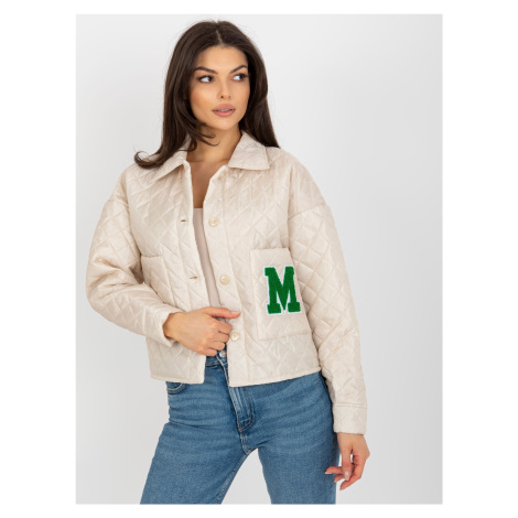 Light beige transitional quilted jacket with collar