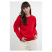 Trendyol Red Thick Fleece Inside Regular/Normal Fit Crew Neck Basic Knitted Sweatshirt