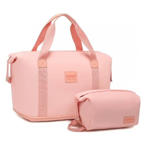 KONO set variabilná cestovná taška a kozmetická taštička - ružová - 26L
