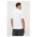 Bavlnené polo tričko BOSS biela farba, jednofarebný