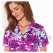Blancheporte Pyžamo s krátkymi rukávmi a šortkami, potlač kvetín purpurová
