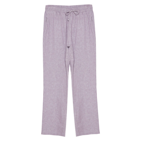 Trendyol Lilac Linen Blend High Waist Striped Wide Leg Trousers