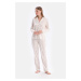 Dagi Ecru Tiny Heart Printed Single Jersey Shirt Pants Pajamas Set
