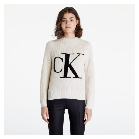 CALVIN KLEIN JEANS Relaxed Organic Cotton Logo Jumper Krémový