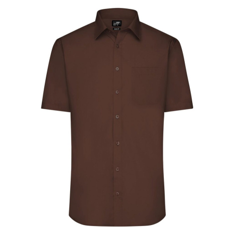 James & Nicholson Pánska košeľa s krátkym rukávom JN680 - Hnedá