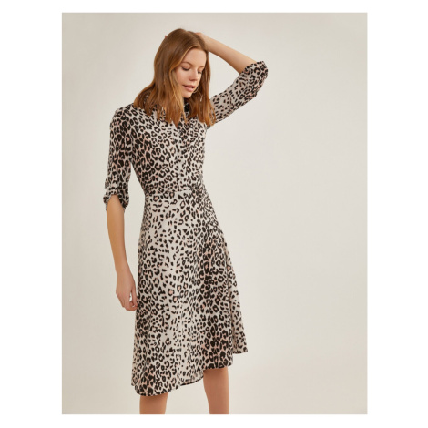 Koton Dámske šaty s hnedým leopardím vzorom 9YA88325PW