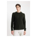 DEFACTO Standard Fit Regular Cut Crew Neck Jacquard Aviator Knitwear Sweater