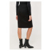 Sukňa Karl Lagerfeld čierna farba, midi, rovný strih