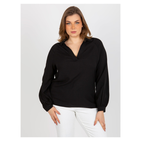 Plus Size Black Viscose Shirt Blouse