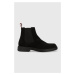 Semišové topánky chelsea HUGO Iker pánske, čierna farba, 50497807
