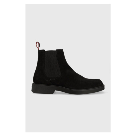Semišové topánky chelsea HUGO Iker pánske, čierna farba, 50497807 Hugo Boss