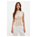 Trendyol Beige Crew Neck Sleeveless Woven Blouse