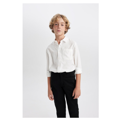 DEFACTO Boys White Oxford Long Sleeve School Shirt