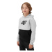 Chlapčenská mikina s kapucňou 4F JUNIOR SWEATSHIRT-JAW23TSWSM628-27M-COLD LIGHT GREY MELANGE