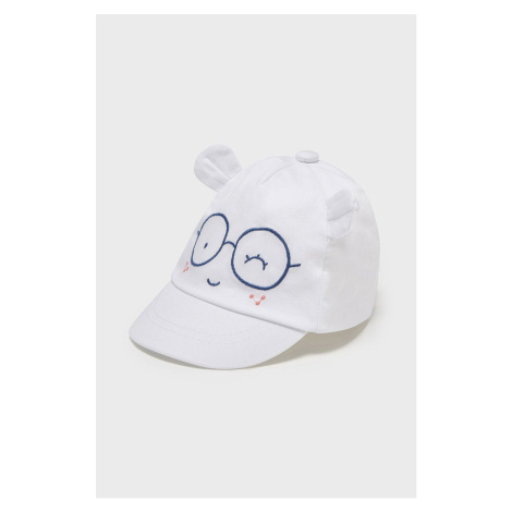 Detská bavlnená čiapka Mayoral Newborn biela farba, jednofarebná