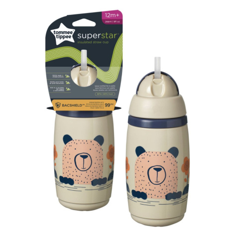 Tommee Tippee Superstar netečúci hrnček so slamkou pre batoľatá, 266 ml, 12m+, teplá sivá