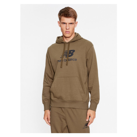 New Balance Mikina Essentials Stacked Logo French Terry Hoodie MT31537 Hnedá Regular Fit