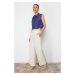 Trendyol Blue Long Pocketed Crop Fitted Woven Shirt