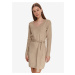 Beige women's dress with a tie at the waist TOP SECRET - Women