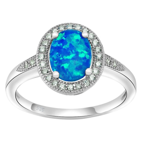 Strieborný prsteň LUNA s modrým opálom Silvego