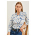 Olalook Women's Rose Indigo Patterned Woven Viscose Shirt