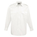 Premier Workwear Unisex pilotná košeľa s dlhým rukávom PR210 White
