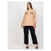 Lady's beige cotton blouse plus size