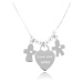 Strieborný náhrdelník 925, srdce s nápisom Love you MOM, chlapček a dievčatko
