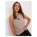 Dark beige fitted women's top with patch