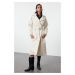 Trendyol White Belted Denim Trench Coat