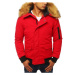 Pánske zimné bundy s kapucňou v červenej farbe