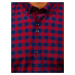 Červená pánska kockovaná košeľa s krátkymi rukávmi BOLF 4508