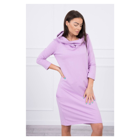 Dress with a hood and pockets of purple color