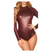 Sexy KouCla Wetlook Body Longsleeve BORDEAUX Einheitsgroesse