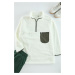 Trendyol Ecru Zipper Collar Pocket Detail Plush Oversize Sweatshirt