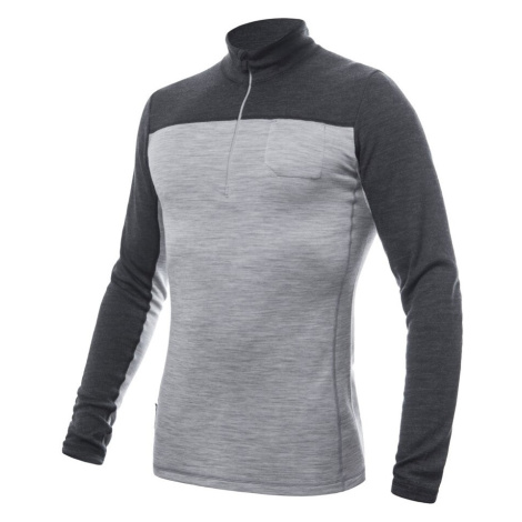 SENSOR MERINO BOLD pánske tričko dl.rukáv zips cool gray/anthracite