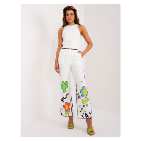 Patterned women's trousers Ecru