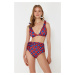 Trendyol Geometric Pattern Tie-Up High Waist Hipster Bikini Bottom