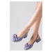 Mio Gusto Vera Women's Lilac Color Open Back Short Heeled Shoes