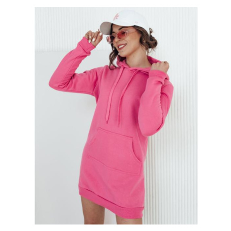 Dámske mikinové šaty s kapucňou v ružovej farbe DStreet