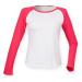 SF (Skinnifit) Dámske dvojfarebné tričko s dlhým rukávom - Biela / ružová