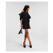 Šaty Karl Lagerfeld Voluminous Sleeve Satin Dress Čierna