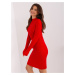 Red ribbed knee-length knit dress