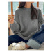 13242 Dewberry Oversize Women Sweater-GREY