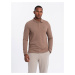 Ombre Men's structured polo longsleeve with patch - brown