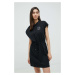 Bavlnené plážové šaty Karl Lagerfeld čierna farba