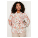 Trendyol Curve Orange Floral Ruffled Chiffon Woven Shirt