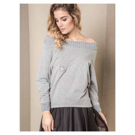Blouse MI... MI with ribbing in thick fabric grey
