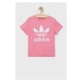 Detské bavlnené tričko adidas Originals ružová farba,